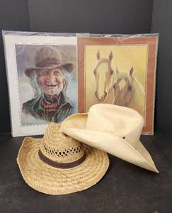 lot 251 image: (2) Leaning Tree Poster 16x20 and (2) Cowboy Hat Decor