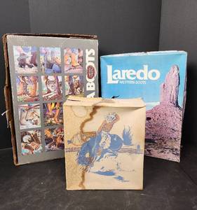 lot 255 image: Vintage Cowboy Boot Boxes with Advertising