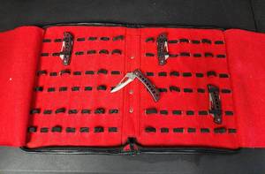 lot 266 image: Leather Knife Case and (4) New Knives