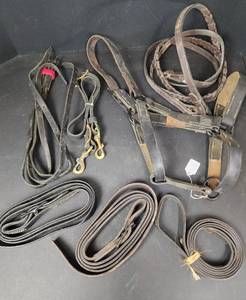 lot 330 image: Leather Halter and Reins (Black)