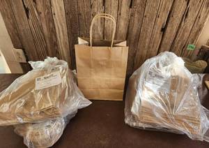 lot 62 image: (4) New Packages of 25 Brown Kraft Bags 8x4.75x10.25