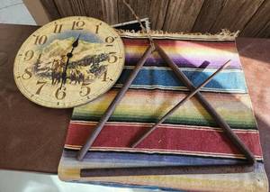 lot 78 image: Large Iron Dinner Triangle and Clock