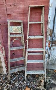 lot 388 image: Vintage 6 Wood Ladder and 5 Wood Ladder