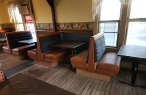 lot 392 image: Located Upstairs (4) Restaurant Style Tables and Booths