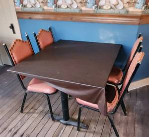 lot 393 image: Located Upstairs (2) Restaurant Tables 38x44x30 and (8) Chairs