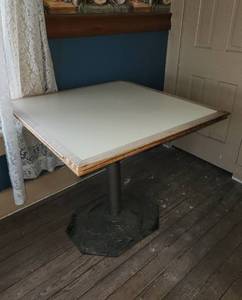 lot 394 image: Located Upstairs (3) Restaurant Tables 2- 32x32x29 and 1- 24x30x29