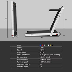 lot 1001 image: CostWay SuperFit 2.25HP 2 in 1 Folding Treadmill W Speaker Remote Control APP
