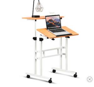 lot 1004 image: Costway Mobile Standing Desk Height Adjustable Sit Stand Workstation Stand Up Desk 2in1