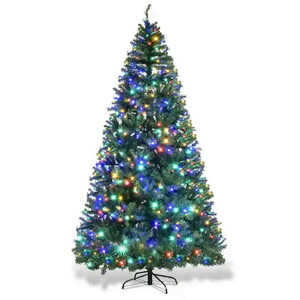lot 1025 image: CostWay 9 ft. Pre-Lit LED Hinged Artificial Christmas Tree with 1000 LED Lights and Stand