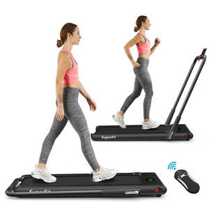 lot 1027 image: CostWay Superfit 2.25HP 2 in 1 Folding Under Desk Treadmill W Speaker Remote Control Black
