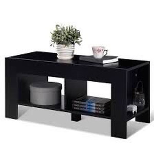 lot 2002 image: Costway 2-Tier Wood Coffee Table Sofa Side Table w Storage Shelf Living Room Office New