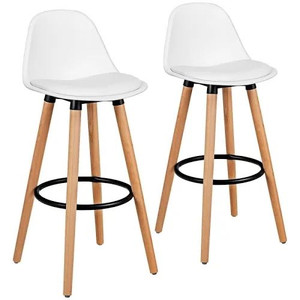 lot 2014 image: Costway 2 Pieces Mid Century Barstool 28.5 Inches Dining Pub Chairs - White