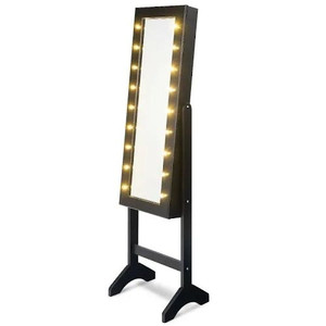 lot 2024 image: Costway Mirrored Jewelry Cabinet Organizer with 18 LED Lights