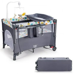 lot 2025 image: Hikidspace 5-In-1 Baby Nursery Center Foldable Toddler Bedside Crib with Music Box