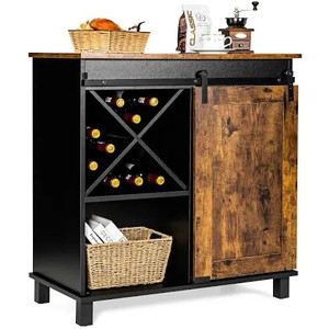lot 2031 image: Costway Kitchen Buffet Storage Cabinet Sideboard with Sliding Barn Door