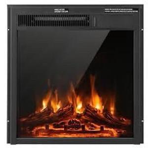 lot 2034 image: 22.5in Electric Fireplace Heater Insert Recessed Ultra Thin Log Flame 1500W