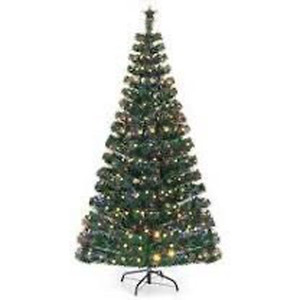 lot 2038 image: 7Ft Pre-Lit Artificial Christmas Tree Fiber Optic with 280 LED Lights and Top Star