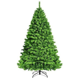 lot 3000 image: Costway Green Flocked Hinged Artificial Christmas Tree wMetal Stand Green