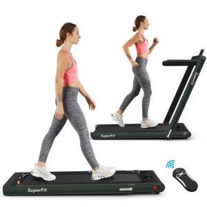 lot 3007 image: 2 in 1 2.25 HP Under Desk Electric Installation-Free Folding Treadmil with Bluetooth Speaker and LED Display