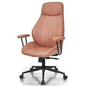 lot 3021 image: High Back Ergonomic Office Chair With Suede Fabric-Deep Brown