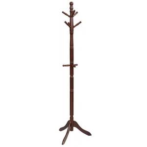 lot 3024 image: Walnut Free Standing Coat Rack Wooden Hall Tree 2-Adjustable Height with 9-Hooks