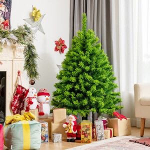 lot 3027 image: 6.5 Feet Pre-Lit Hinged Christmas Tree Green Flocked With 924 Tips And 370 Led Lights