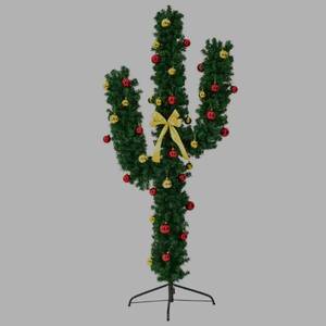 lot 4001 image: 5 ft. Pre-Lit Cactus Artificial Christmas Tree with LED Lights - see description