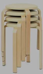 lot 4018 image: Costway Set of 4 Bentwood Round Stool Stackable Dining Chair WPadded Seat Beige