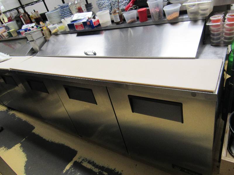 lot 1397 image: True 72 Refrigerated Prep Table on Casters