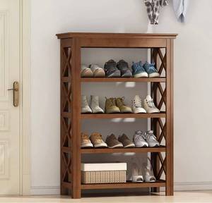 lot 54298 image: Bamworld Shoe Rack 5 Tier Entryway Bamboo Shelf Organizer Storage with Large Table Surface for Entryway Living Room Closet (23.6 L,Brown)