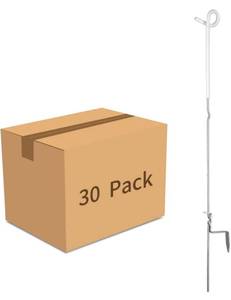 lot 54301 image: Fence Shock 41 Inches Systems Pig Tail Step-in Fence Post,Stainless Steel for Fence - Pack of 30 White