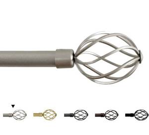 lot 54309 image: H.VERSAILTEX Window Curtain Rods for Windows 48 to 84 Inches Adjustable Decorative 34 Inch Diameter Single Window Curtain Rod Set with Twisted Cage Finials, Nickel