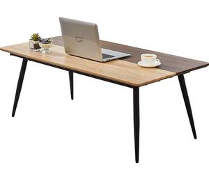 lot 54319 image: GreenForest Dining Table Modern Rectangle 47x 30 Kitchen Table with Two-Tone Color Top and Metal Legs, Oak and Walnut