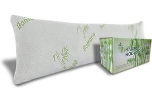 lot 54323 image: DreamField Linen Bamboo Full Body Pillow for Adults - Cooling Shredded Memory Foam Long Pillow for Sleeping, Removable and Washable Hypoallergenic Bamboo Pillow Cover with Zipper