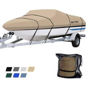 lot 54331 image: Leader Accessories Solution Dyed Waterproof Trailerable Runabout Boat Cover Fit V-Hull Tri-Hull Fishing Ski Pro-Style Bass Boats, Full Size