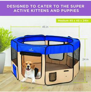 lot 54343 image: retails for 74.99 Zampa Dog Playpen Medium 45x45x24 Pop Up Portable Playpen for Dogs and Cat, Foldable  IndoorOutdoor Pen & Travel Pet Carrier  Carrying Case
