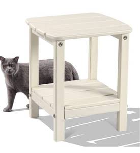 lot 54355 image: LovoIn Adirondack Table Outdoor Rectangular Side Table, Easy-Maintenance & Weather-Resistant Poly Lumber End Tables for Patio, Garden, Lawn, Indoor Outdoor Companion (White)