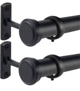 lot 54365 image: 2 Pack 1 Inch Curtain Rods for Windows 60 to 120 Black Curtain rod with Caps Outdoor Curtain Rods Room Divider Curtain Rod (72��-144�� Inch)