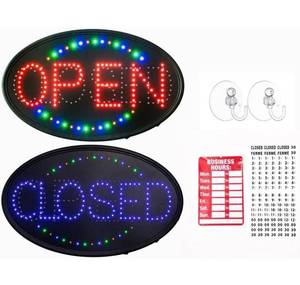 lot 54374 image: GPC Inc. - 23x14 Large Jumbo Size LED Open Closed Sign with Business Hours Sign Ultra-Bright Electronic Advertisement Display Window, Bar, Shop, Hotel, Storefront, Barbershop