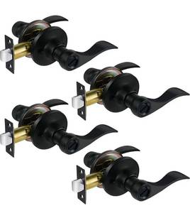 lot 54383 image: MONKEMON ��Upgrade�� Interior Black Door Handle(Set of 4), Matte Black, Privacy Door Lock Lever for Bathroom and Bedroom , Installation Screws and Instructions are Included with The Package.