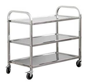 lot 54391 image: Stainless Steel Utility Cart 37x20x37 3-Tier Large Heavy Duty Industrial Serving cart with 360°Rotation Wheels Kitchen Island Stainless Steel Storage Trolley for Hotel Restaurant Home Use
