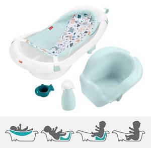 lot 54409 image: Fisher-Price 4-In-1 Sling N Seat Bath Tub, Pacific Pebble, Baby To Toddler Convertible Tub With Seat And Toys