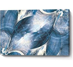 lot 54411 image: Wall Art Canvas Abstract Art Paintings Blue Circle Graffiti on White Background Modern Artwork Decor for Living room bedroom kitchen 36x24