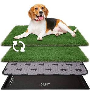 lot 54415 image: Extra Large 35X23 Grass Porch Potty Tray, Artificial Grass Mats for Dogs Turf Porch Potty, Washable Dog Grass Pad with Tray & Replacement Training Pads, Dog Pee Grass for Outdoor Indoor Apartment