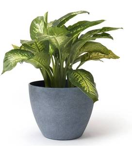 lot 54420 image: retails for 44.99 Large Planter Outdoor Flower Pot, Garden Plant Container with Drainage Holes (Weathered Gray, 14.2 inch)