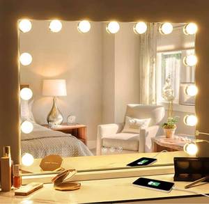 lot 54466 image: Fenair Vanity Mirror with Lights Hollywood Mirror with 15 LED Dimmable Bulbs 3 Color Lighting Modes Lighted Makeup Mirror with USB Port Magnifying Make up Mirror with Touch Control