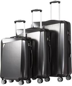 lot 54475 image: Coolife Luggage 3 Piece Sets PCABS Spinner Suitcase 20 inch 24 inch 28 inch