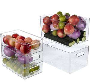 lot 54481 image: Plastic Storage Organizer Container Bin,Perfect Kitchen Organization or Pantry Storage �� Fridge Organizer, Pantry Organization and Storage Bins, Cabinet Organizers,Set of 5 Clear (5packset)