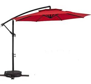 lot 54486 image: VOUA 10ft 2 Tier Patio Offset Umbrella with Sandbag Cantilever Outdoor Hanging Umbrella Large 8 Ribs Market Umbrella with Crank & Cross UPF 50 and Waterproof for Backyard Garden Pool and Deck