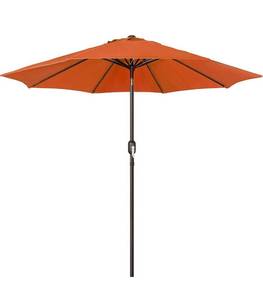 lot 54487 image: 9 Outdoor Aluminum Patio Umbrella, Market Striped Umbrella with Push Button Tilt and Crank (Orange)
